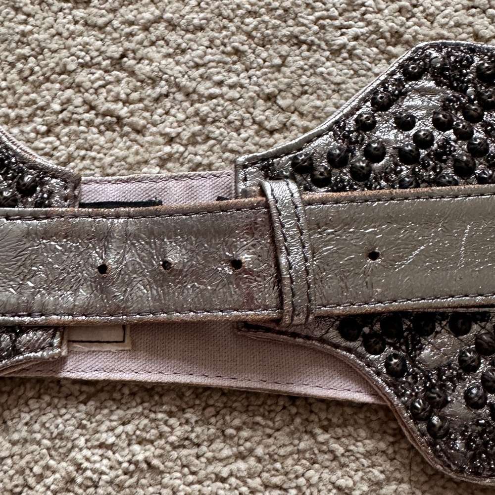 Antik Batik Metallic Silver and Black Studded Belt